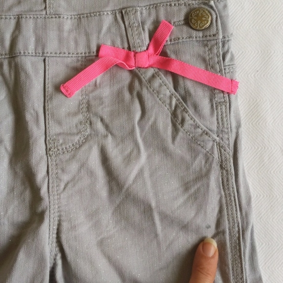 oshkosh b'gosh vestbak gray sparkle cotton twill overalls 3T toddler girl - Picture 5 of 11